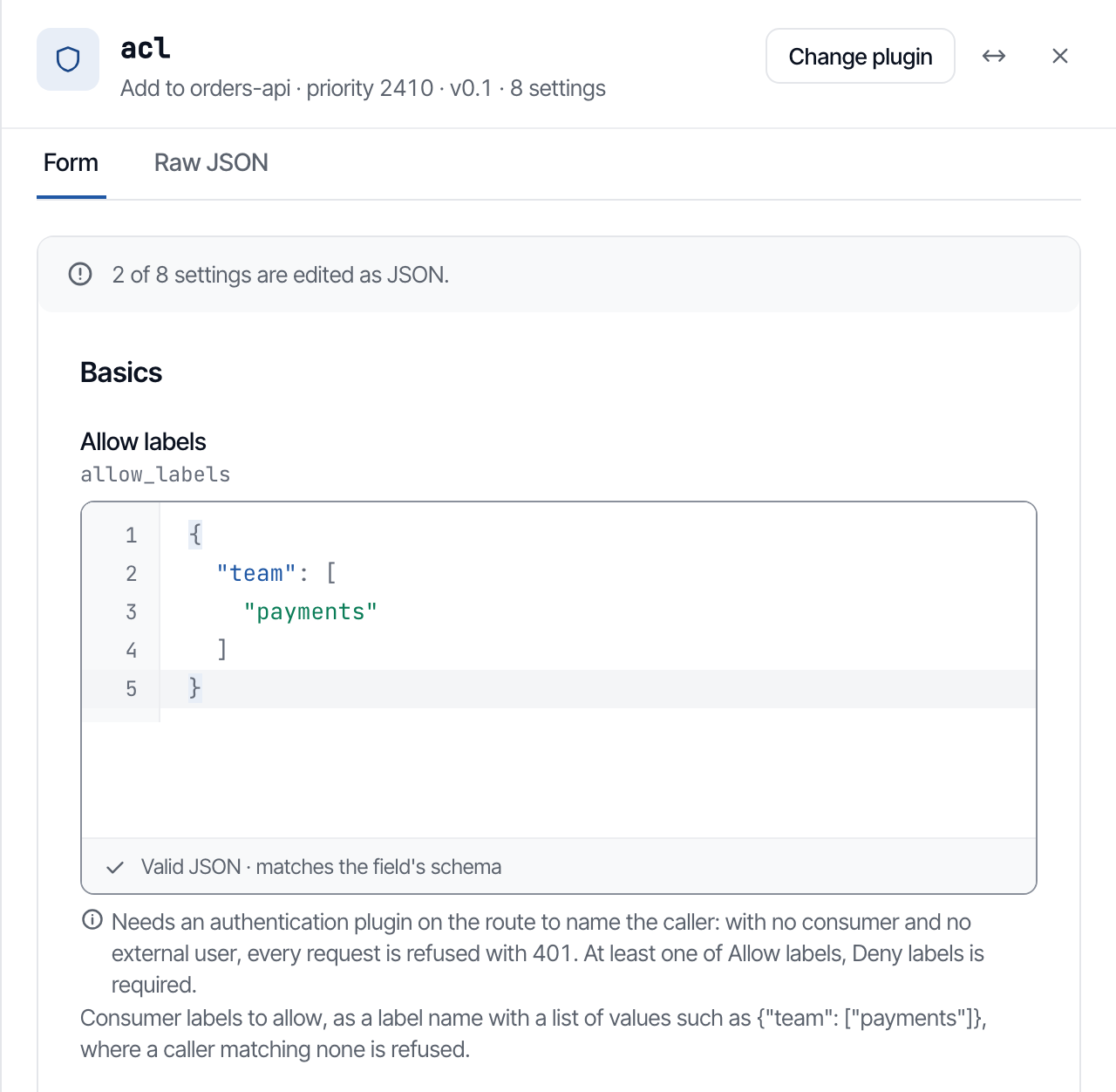 The console's Add plugin panel, filled with this example.